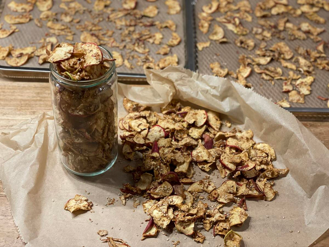 Sesam Zimt Apfelchips zum Erntedankfest