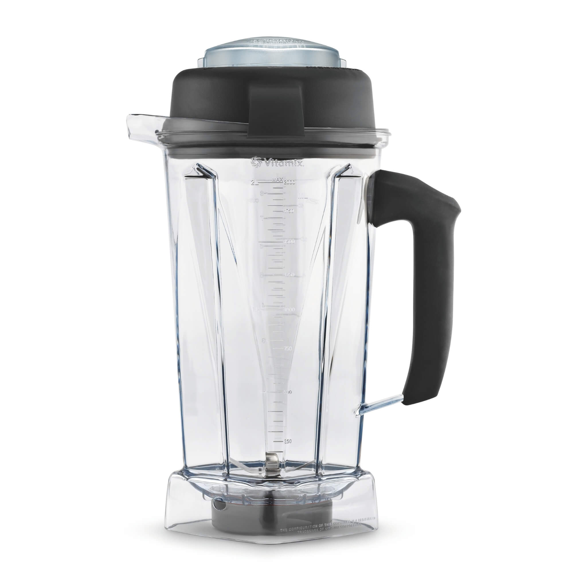 Vitamix Classic Container - clear blender jar with black handle and measurement markings for Vitamix high-performance blenders