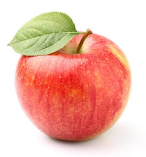 Apple with leaf